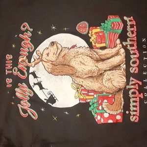 Simply Southern “Is This Jolly Enough Reindeer Pup ? “ Long Sleeve Tee. Size Lg